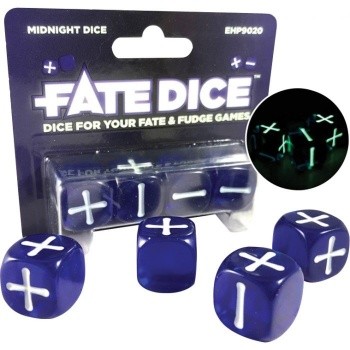FATE Core Dice: Midnight Dice (Glow in the Dark)