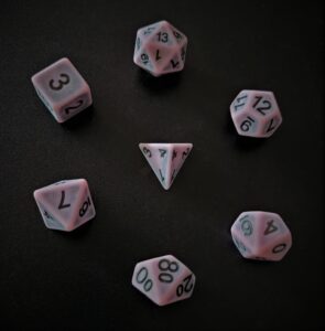 Würfelset Rosenquarz