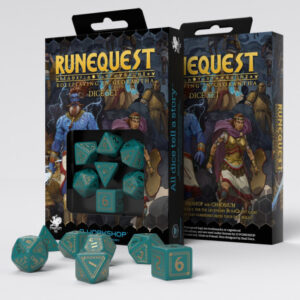 RuneQuest Turqoise & gold Würfelset