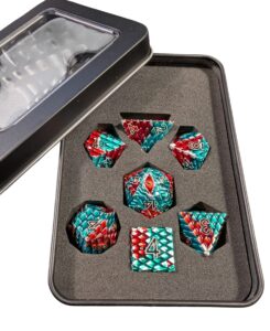 Metall-Würfelset Drachenschuppe Bunt