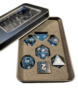 Metall-Würfelset Cracked-Blue