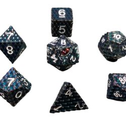 Metall-Würfelset Drachenschuppe Schwarz-Schimmer – Bild 2