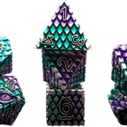 Metall-Würfelset Drachenschuppe Purple/Teal – Bild 2